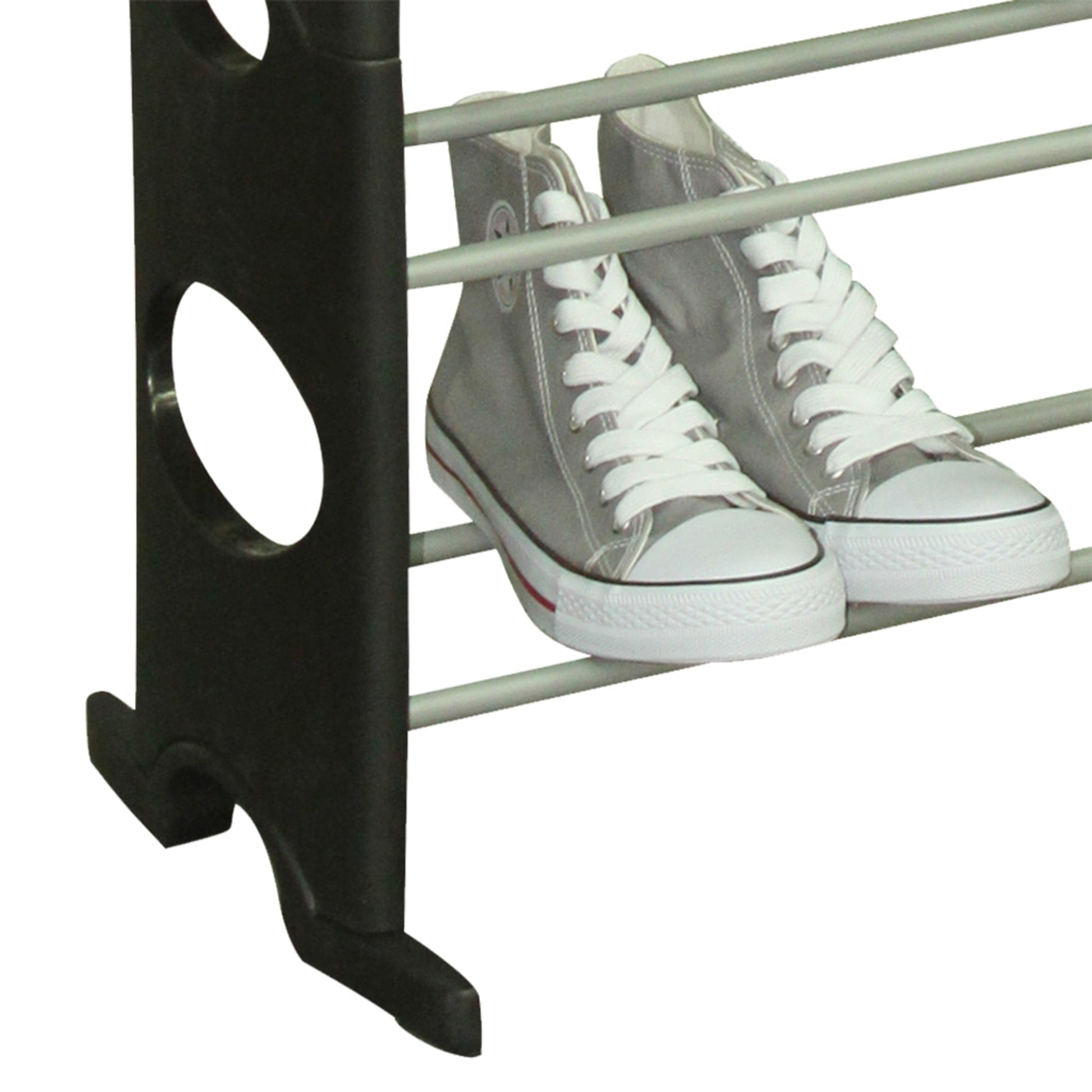 Home Basics 61-in H 10 Tier 30 Pair Black Plastic Shoe Rack in the