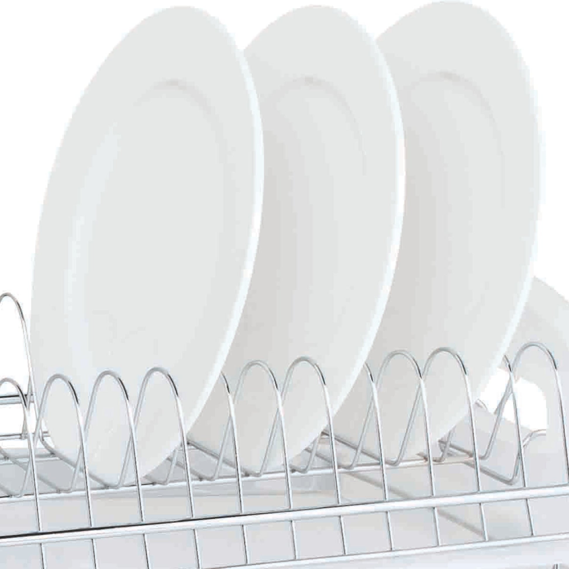 Home Shark 2 Tier Dish Drainer Rack Set, White Counter Rust-Resistant Draining  Dish Rack Drainer for Kitchen 