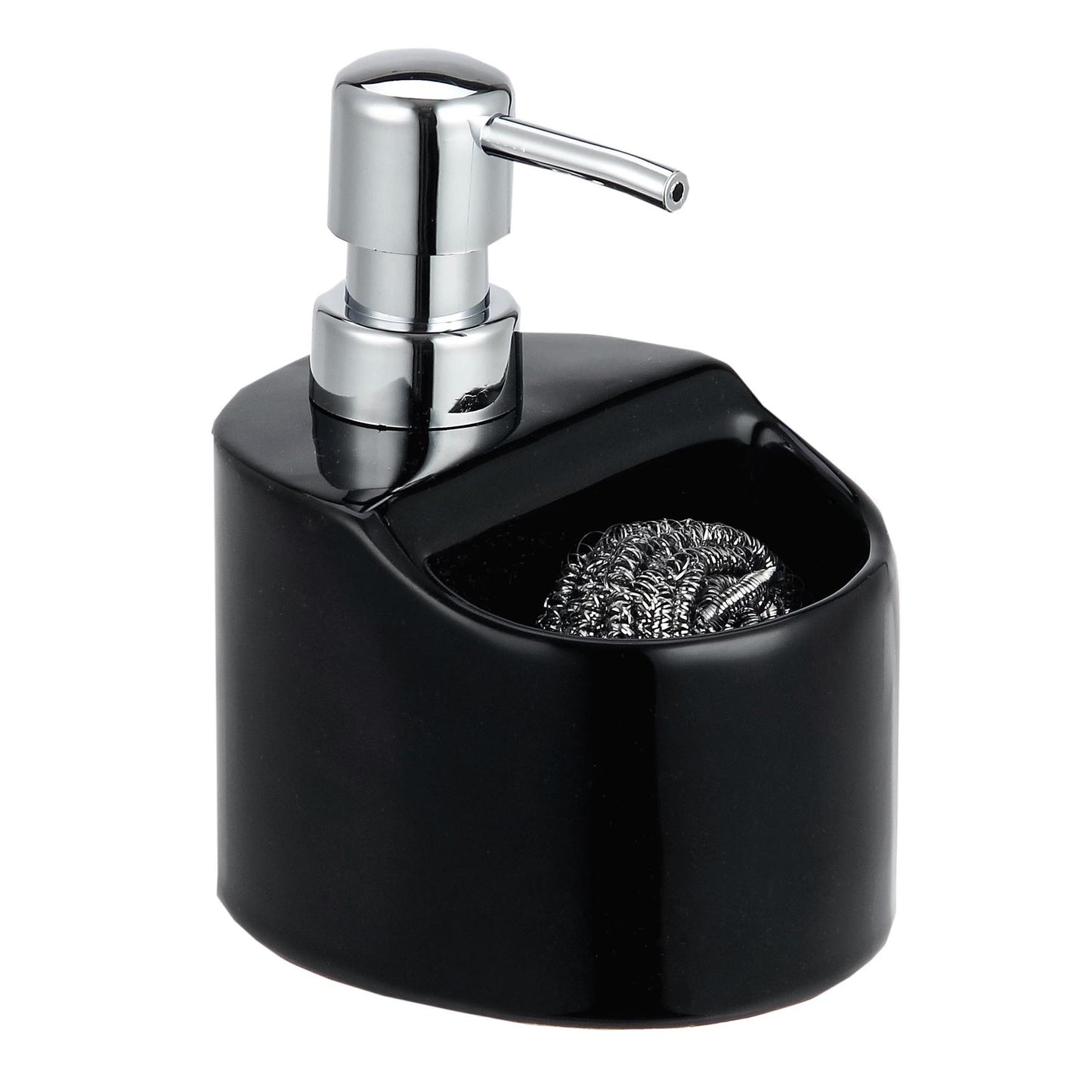Home Basics Soap Dispenser with Sponge Holder, Black - Black