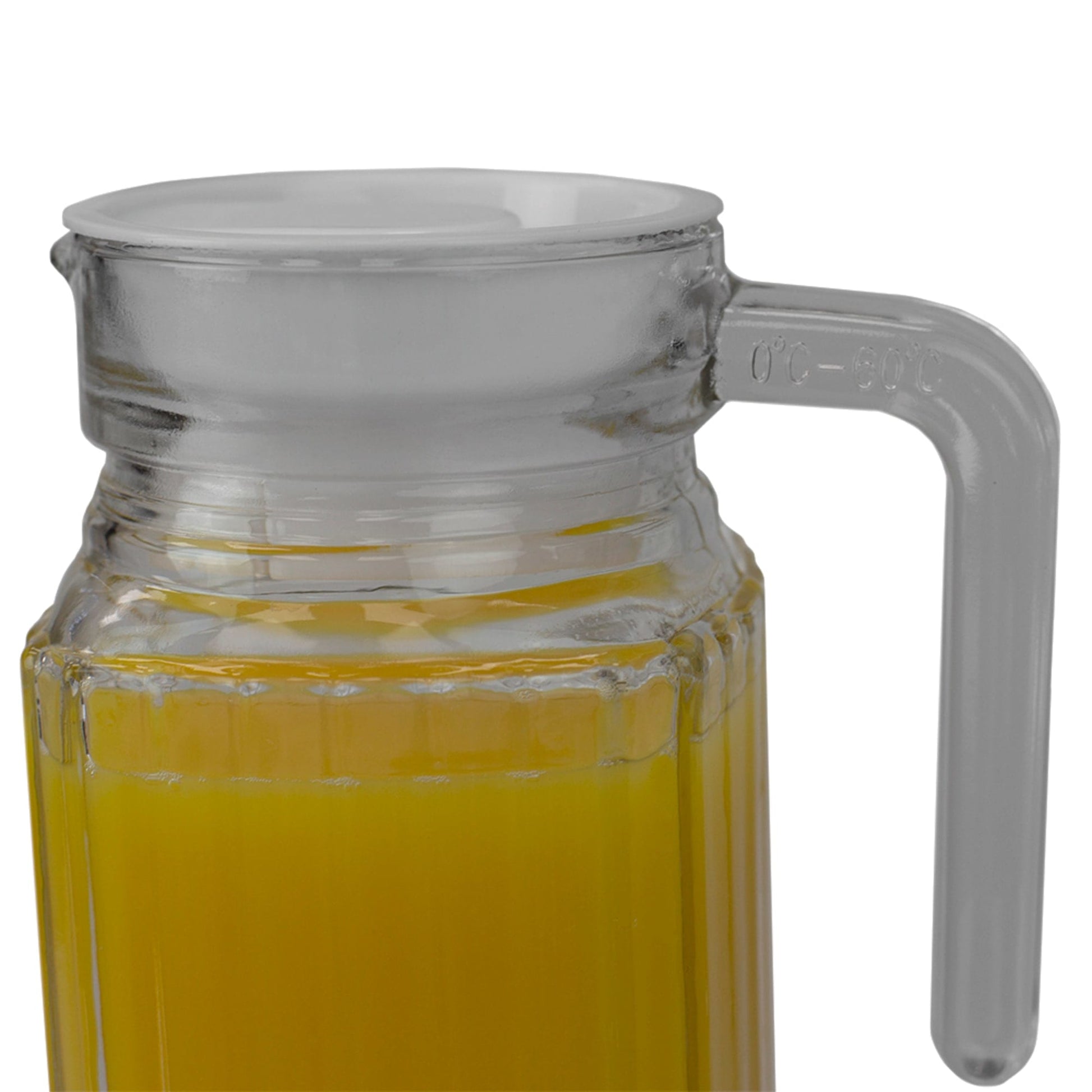 Home Basics Glass 1.8 Lt Decorative Beverage Pitcher with No-Mess Pouring  Spout and Solid Grip Handle, Clear, FOOD PREP