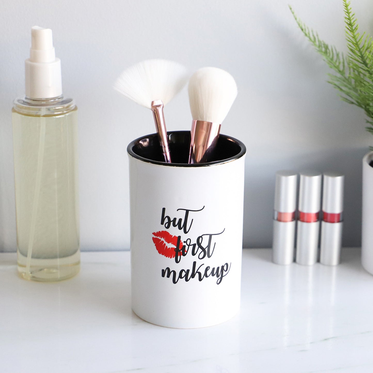 Ceramic Cosmetic Cup Make Up Brush Cylinder Shaped Utensil Holder