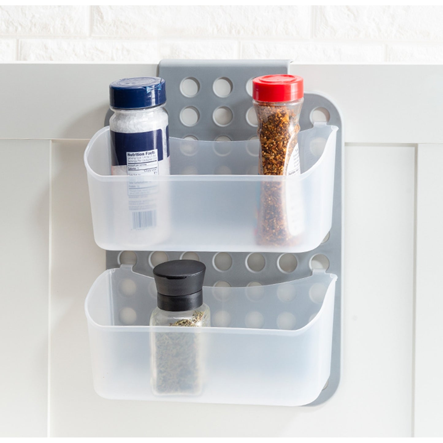 Adjustable Over the Cabinet Plastic Organizer, Clear and Grey