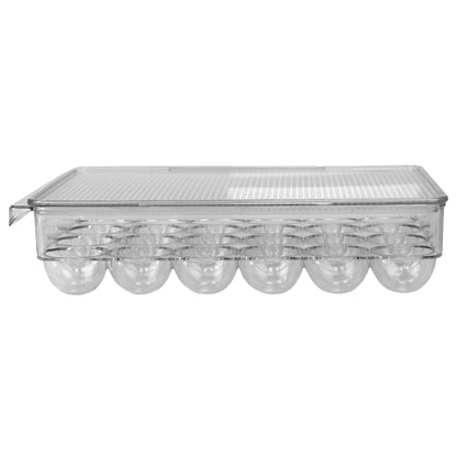 Stackable 24 Compartment BPA Free Plastic  Extra Large Egg Holder Storage Tray with Lid, Clear