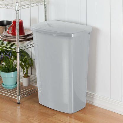 Sterilite 11.4 Gallon LiftTop Wastebasket, Cement