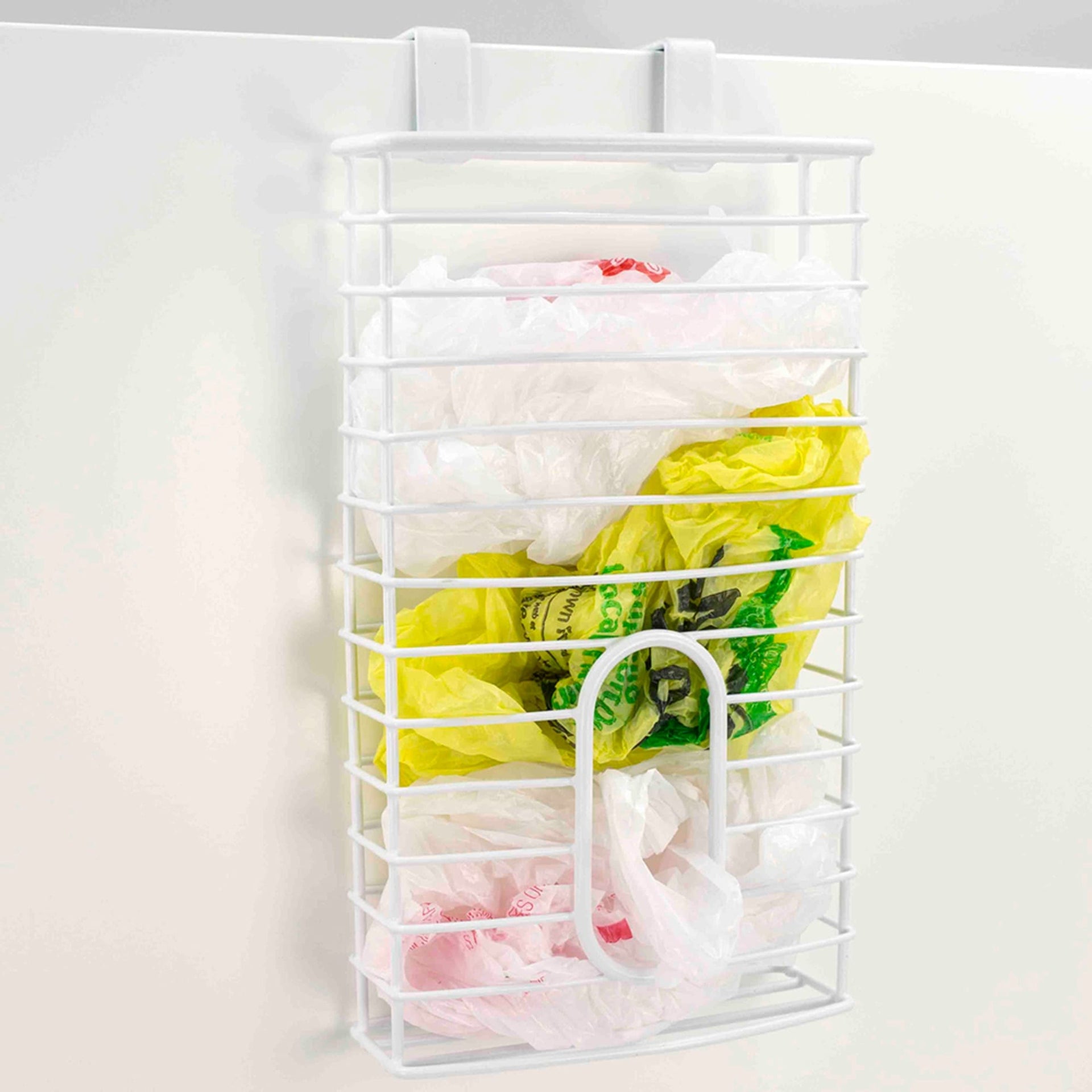 Basicwise Over Cabinet Metal Plastic Bag and Grocery Bag Storage Holder, Chrome