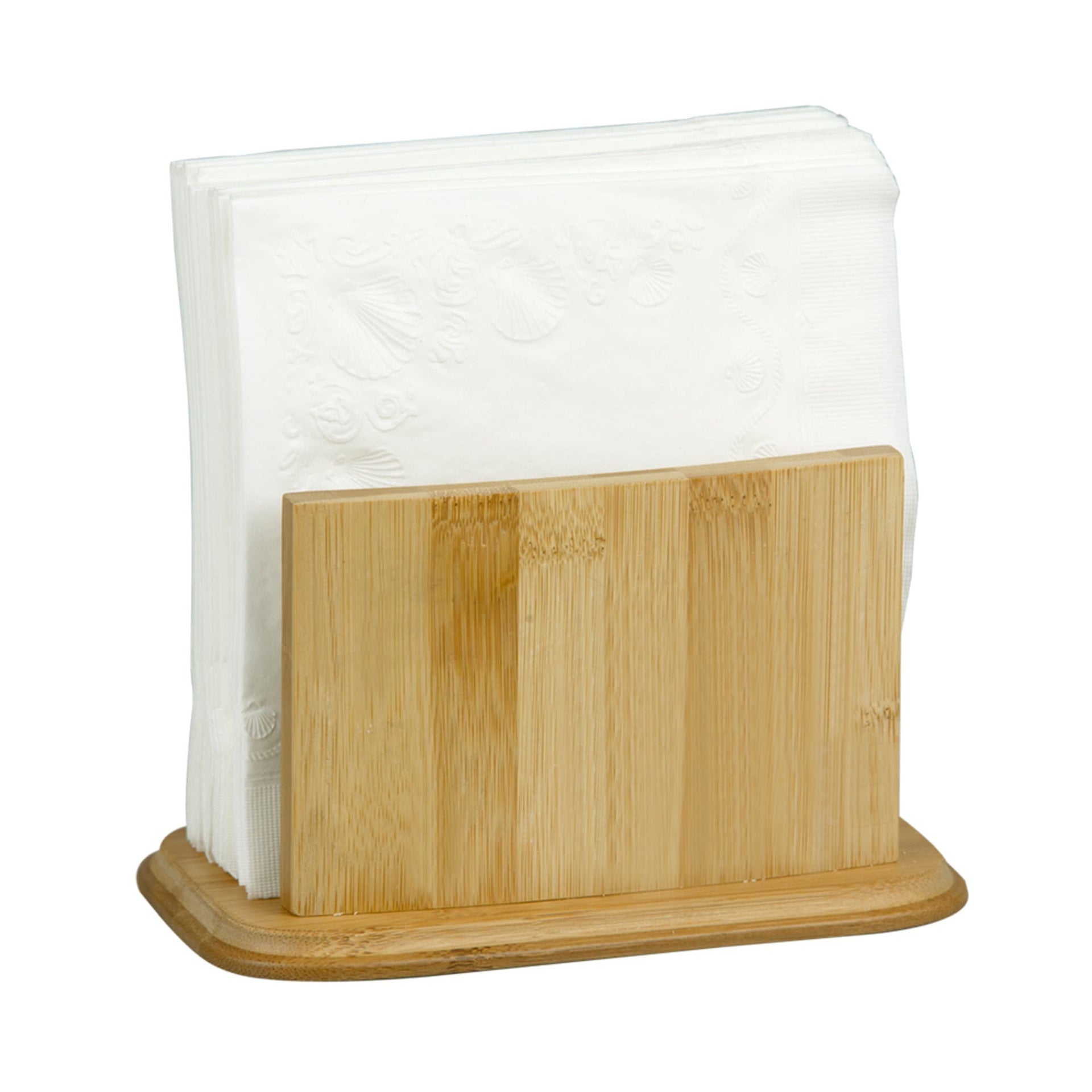 12 pieces Home Basics Flat Bamboo Napkin Holder With Weighted Arm, Natural  - Napkin and Paper Towel Holders - at 