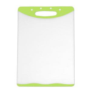 Home Basics 10” x 15” Dual Sided Plastic Cutting Board with Rubberized Non-Slip Edges, Green - Green
