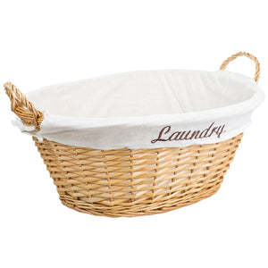 Wicker Laundry Basket with Removeable Liner, Natural