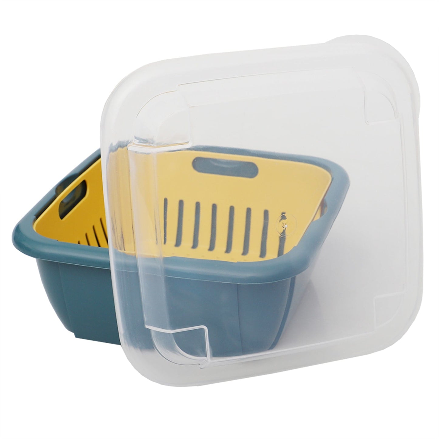Plastic Container with Strainer Basket and Clear Lid, Multi-Color