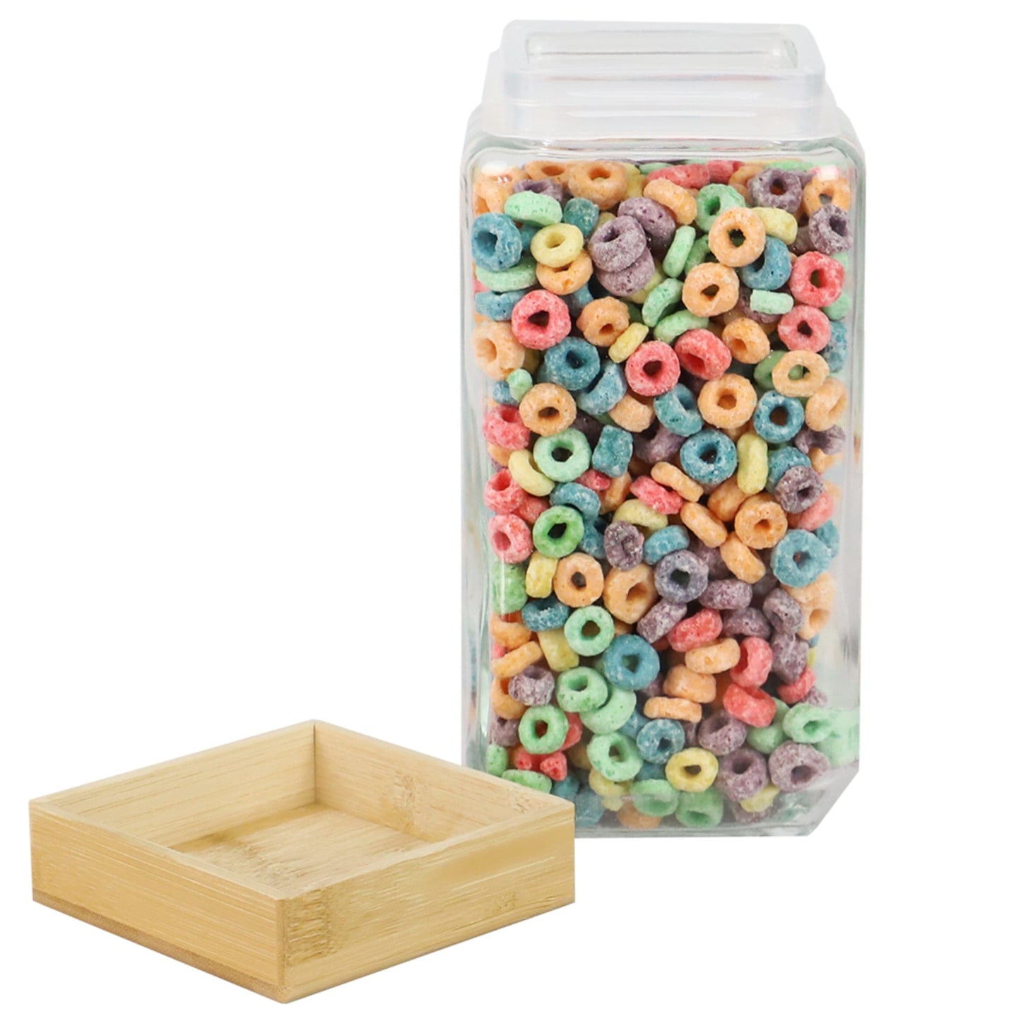 67 oz Square Glass Canister with Bamboo Lid