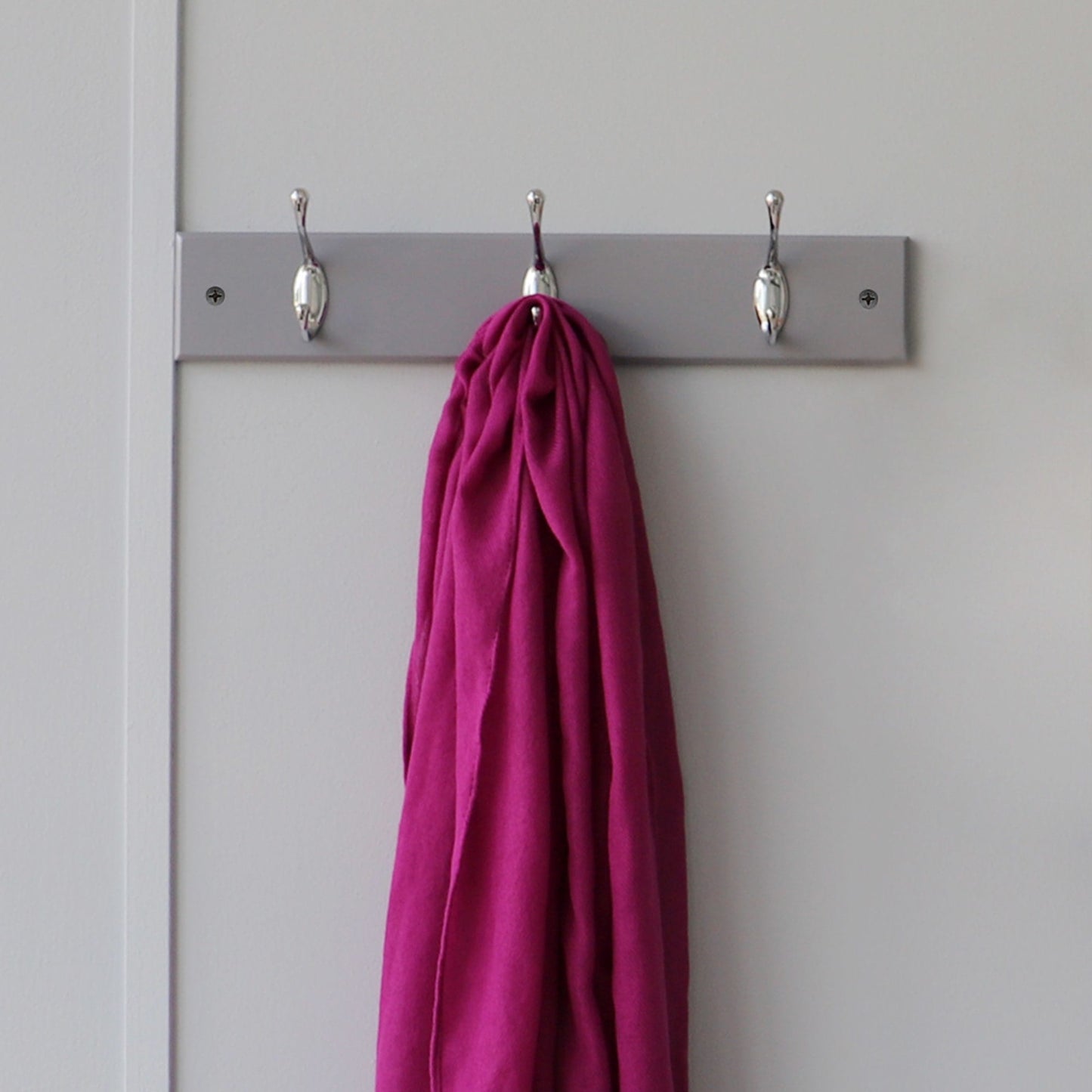 3 Double Hook Wall Mounted Hanging Rack, Grey