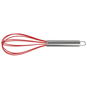 Home Basics Silicone Balloon Whisk with Steel Handle - Red