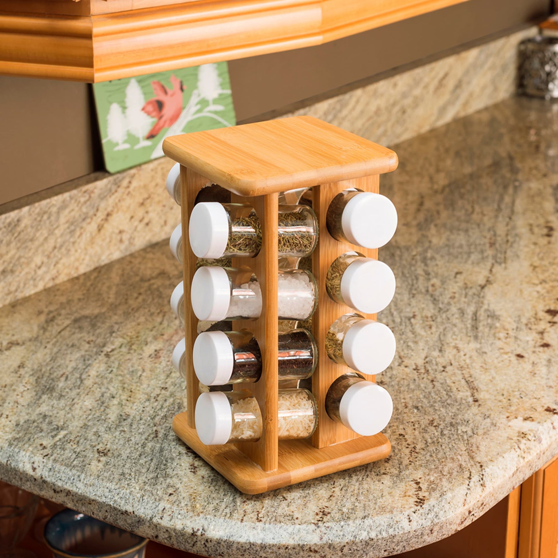 Free-Standing Bamboo Spice Rack