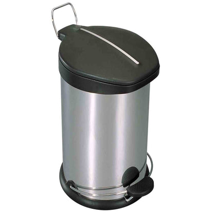 30 Liter Brushed Stainless Steel  with Plastic Top Waste Bin, Silver