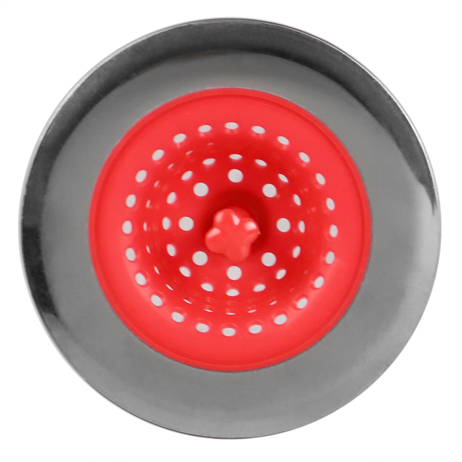 Home Basics Brights Silicone Sink Strainer with Stainless Steel Rim, Red - Red