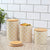 Vescia 3 Piece Ceramic Canister Set with Bamboo Top, White