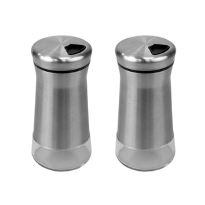 Essence 4.2 oz. Salt and Pepper Shakers with Clear Glass Bottoms, Silver