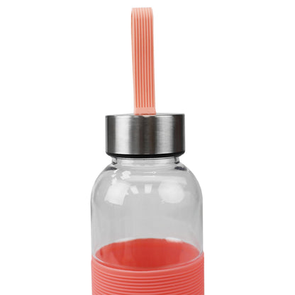 Home Basics 20 Oz. Plastic Travel Bottle with Built-in Carrying Strap and Textured Grip, Coral - Coral