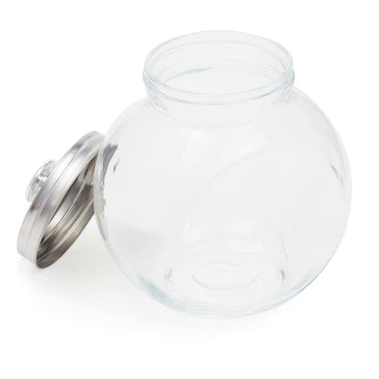 Medium 57.48 oz. Round Glass Medium Candy Storage Jar with Stainless Steel Top, Clear