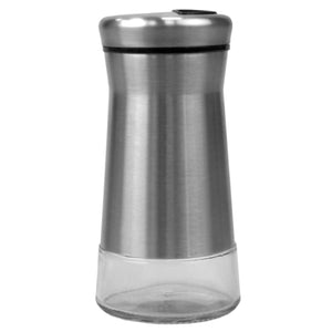 Essence 4.2 oz. Salt and Pepper Shakers with Clear Glass Bottoms, Silver