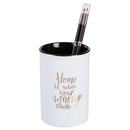 Home Basics Ceramic Cosmetic Cup Make Up Brush Cylinder Shaped Utensil Holder, Home - Multi-Color
