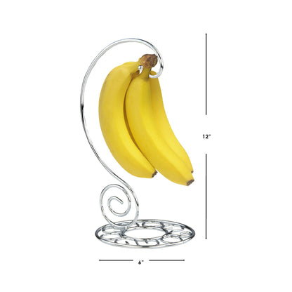 Chrome Plated Steel Scroll Collection Banana Holder