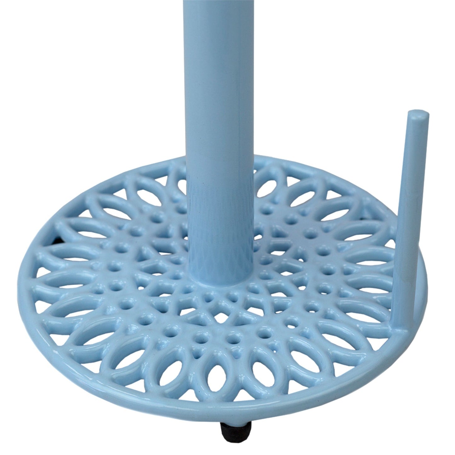 Sunflower Free-Standing Cast Iron Paper Towel Holder with Dispensing Side Bar, Blue