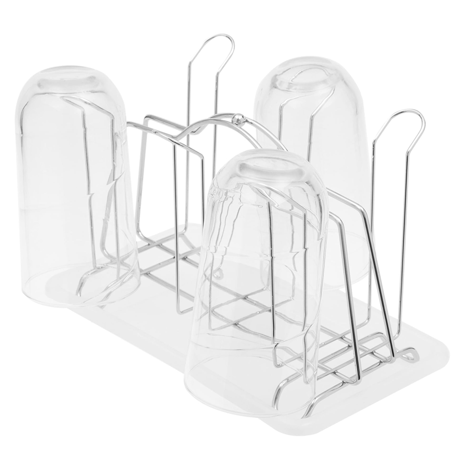 Drain Tray, Metal Organizer Wood Handle Cup Drying Rack Stand –