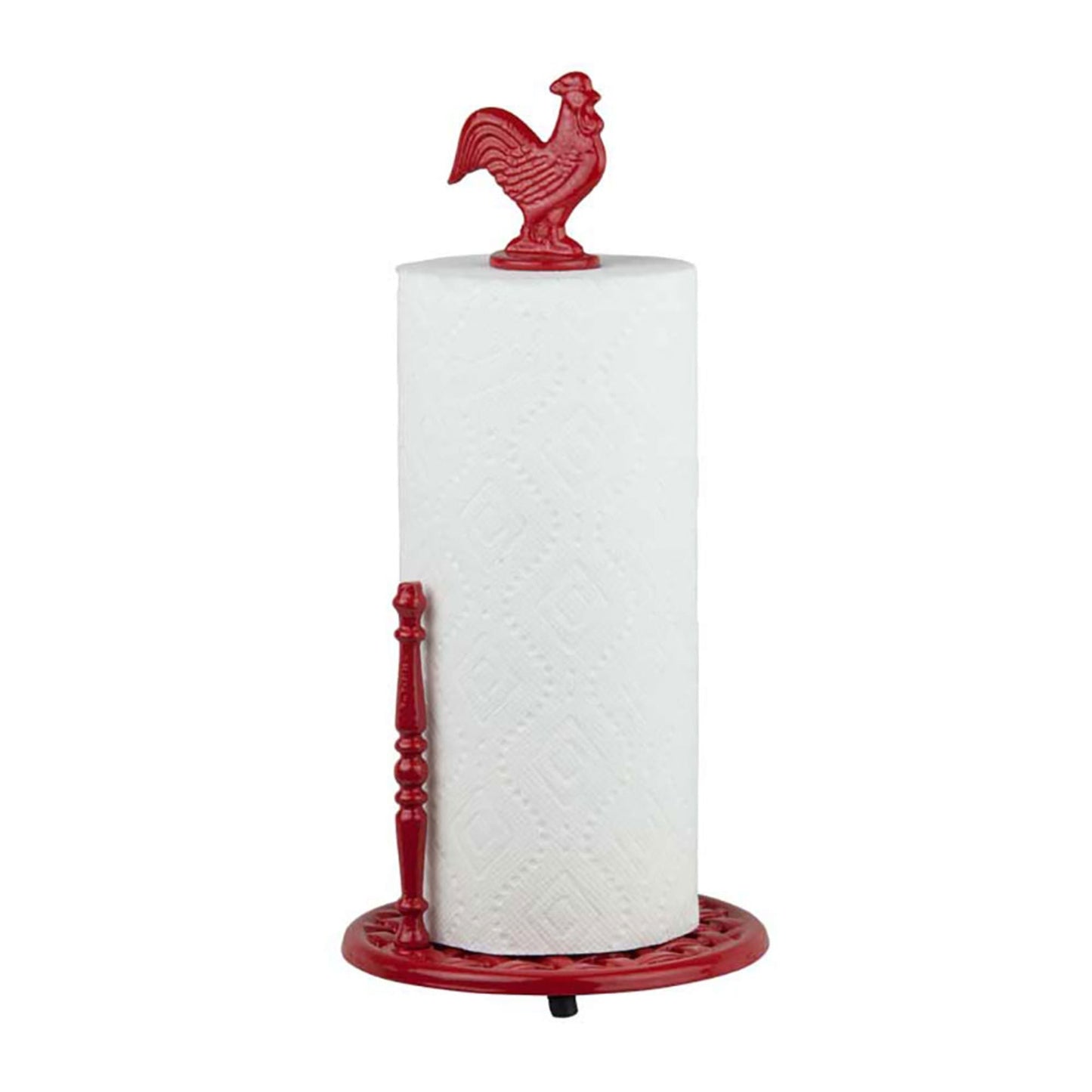 Cast Iron Rooster Paper Towel Holder, Red