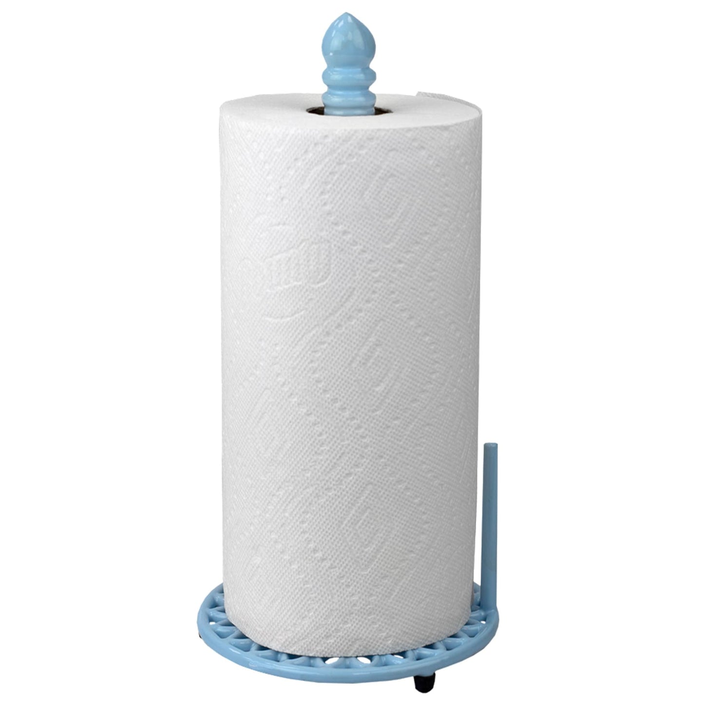 Sunflower Free-Standing Cast Iron Paper Towel Holder with Dispensing Side Bar, Blue