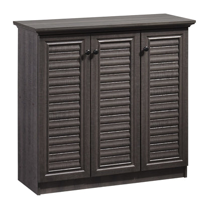 4 Tier Wide Shoe Cabinet with Louvered Doors, Ash