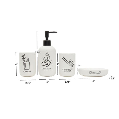 Hygiene 4 Piece Dolomite Bath Accessory Set, White