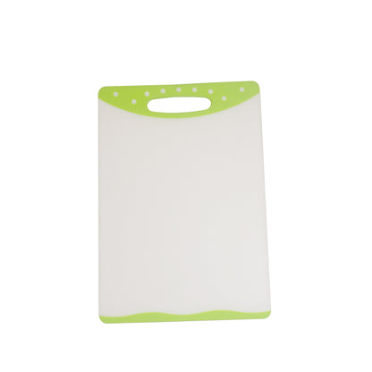 Home Basics 8” x 12” Dual Sided Plastic Cutting Board with Rubberized Non-Slip Edges - Green