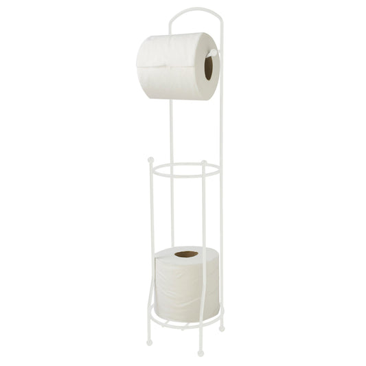 Free-Standing Vinyl Coated Steel Dispensing Toilet Paper Holder, White