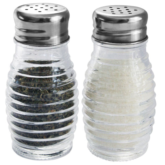 Beehive 2 Piece Glass Salt and Pepper Set with Stainless Steel Sifter Tops