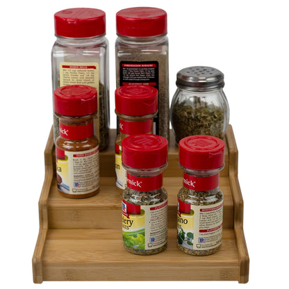 Expandable 3 Tier Step Seasoning and Spice Organizer, Natural