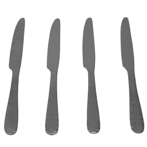 Hammered Stainless Steel Dinner Knives, (Pack of 4), Silver