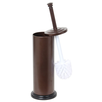 Hideaway Tall Toilet Brush Holder with Steel Handled Brush, Bronze