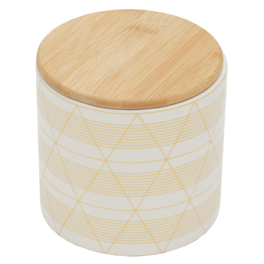 Diamond Stripe Small Ceramic Canister with Bamboo Top
