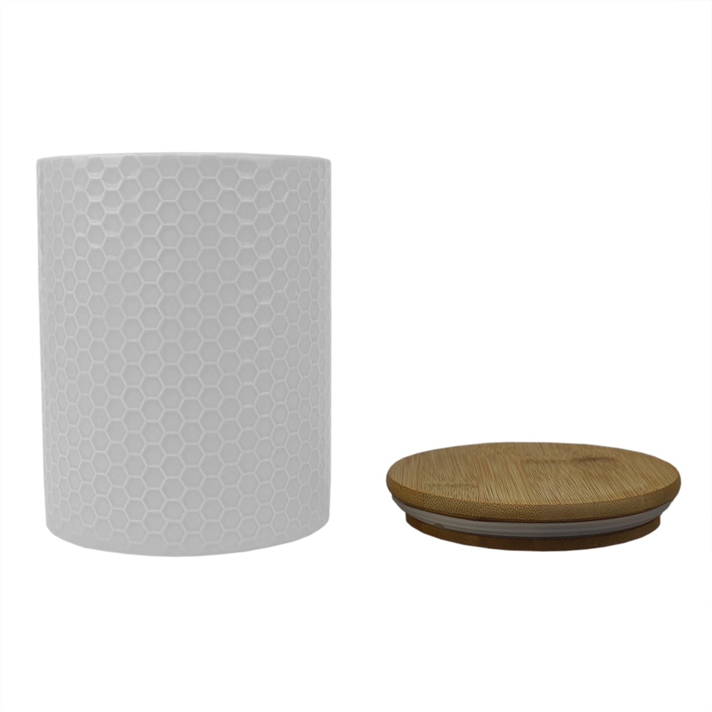 Honeycomb Medium Ceramic Canister, White