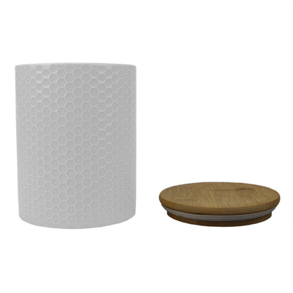 Honeycomb Medium Ceramic Canister, White