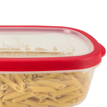 5 Piece Spill-Proof  Rectangle Plastic Food Storage  Container with Ventilated, Snap-On  Lids, Red
