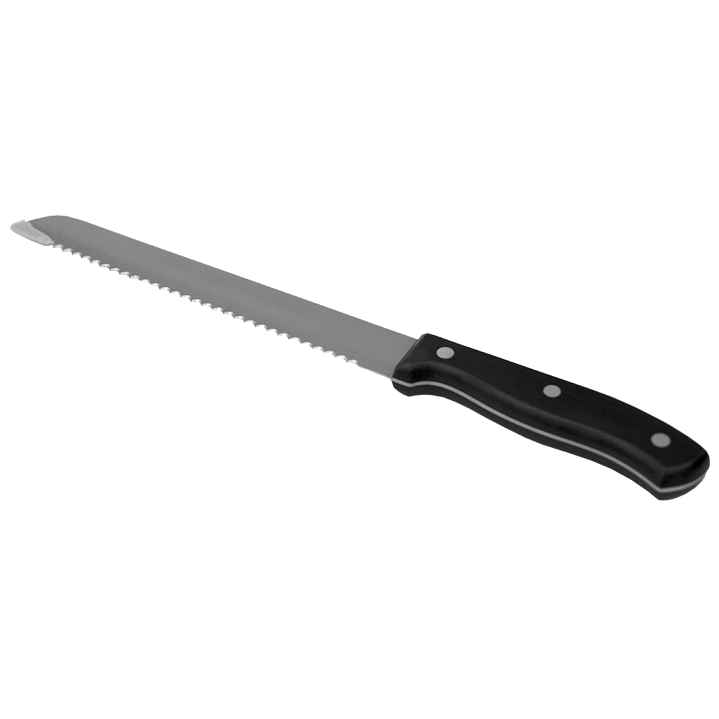 8" Stainless Steel Bread Knife with Contoured Bakelite Handle, Black