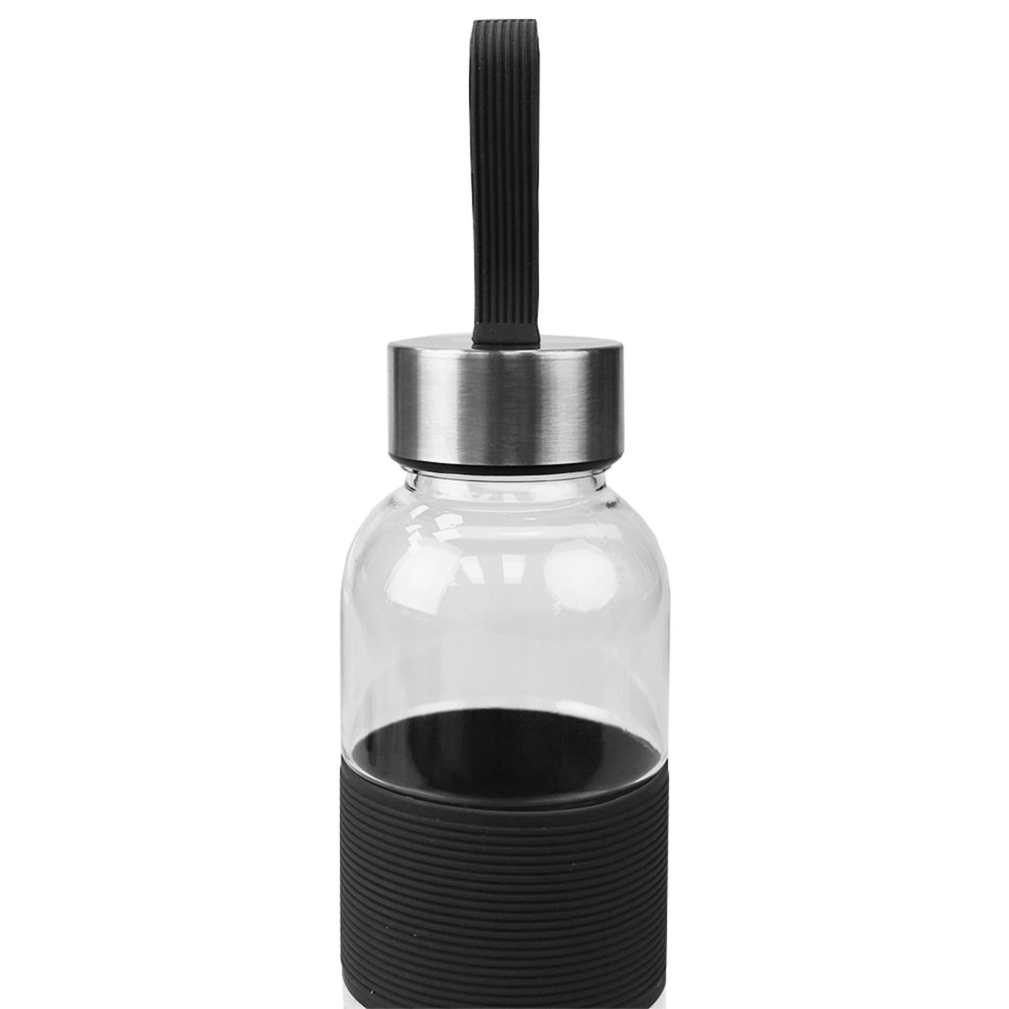 Home Basics 20 Oz. Plastic Travel Bottle with Built-in Carrying Strap and Textured Grip, Black - Black