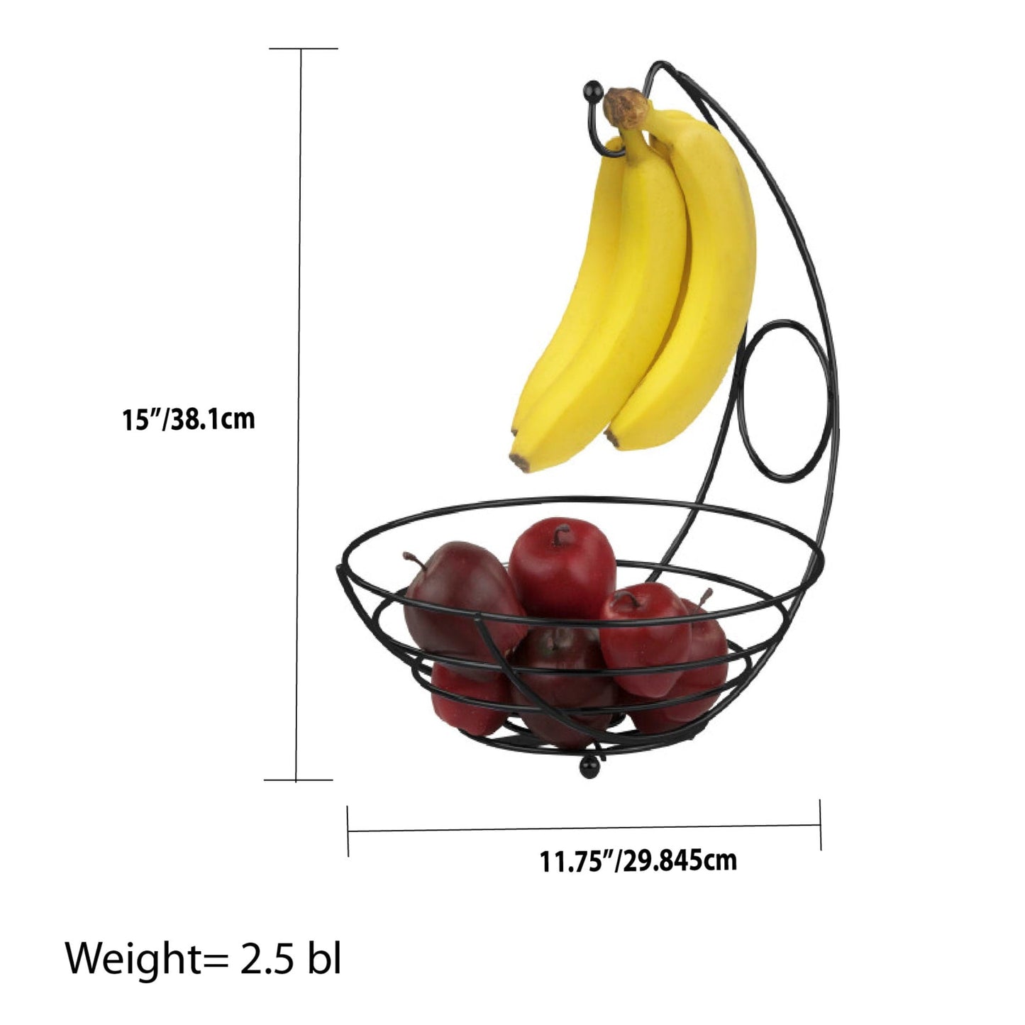 Wire Collection Fruit Bowl with Banana Tree, Black, KITCHEN ORGANIZATION