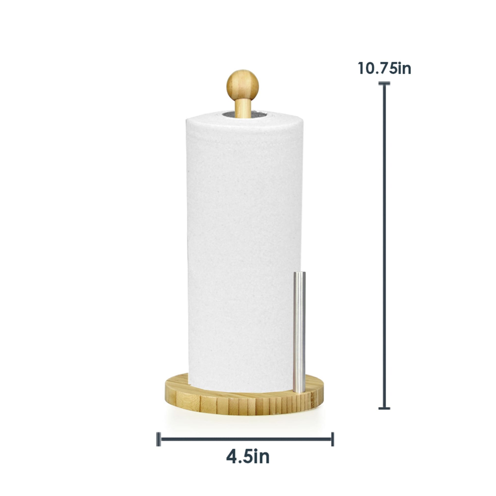 Bamboo Countertop Paper Towel Holder (Natural), by Home Basics, Modern and  Contemporary Kitchen Paper Towels Holder with Stainless Steel Finial