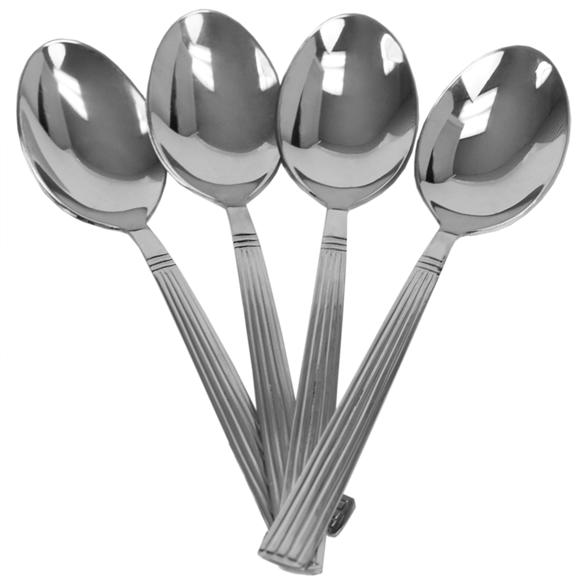 Eternity Mirror Finish 4 Piece Stainless Steel Dinner Spoon Set, Silver