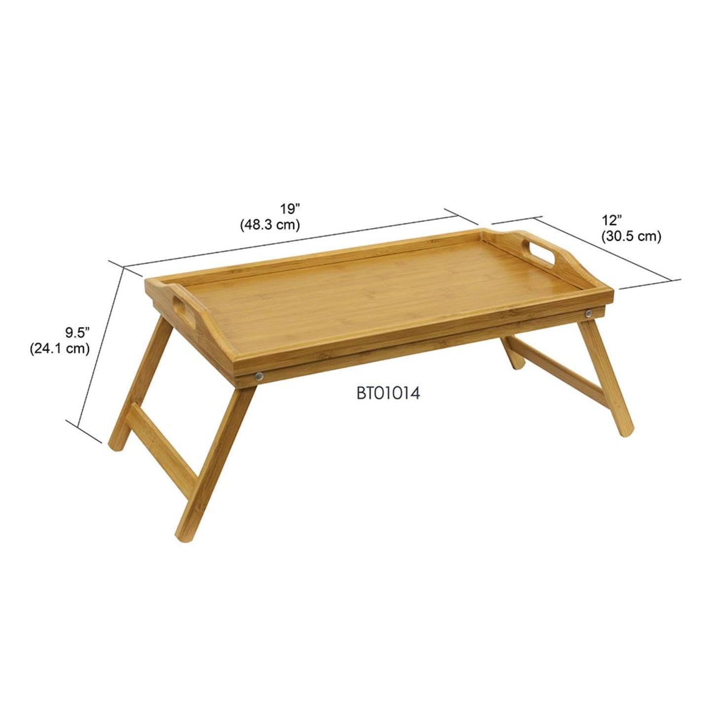 Multi-Purpose Folding Rustic Bamboo Bed Tray with Cut-out Handles, FURNITURE