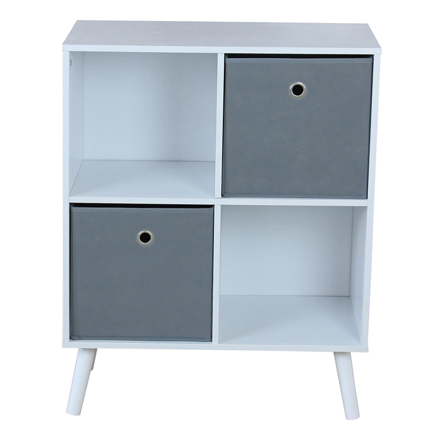 4 Cube Organizer with Two Bins, White