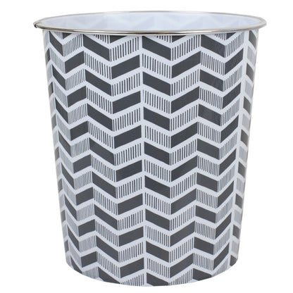 Home Basics Chevron 5 Liter Open Top Compact Decorative Round Waste Bin, Grey - Grey